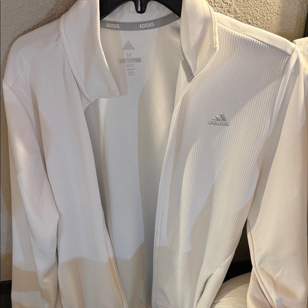 adidas White Full-Zip Lightweight golf Jacket